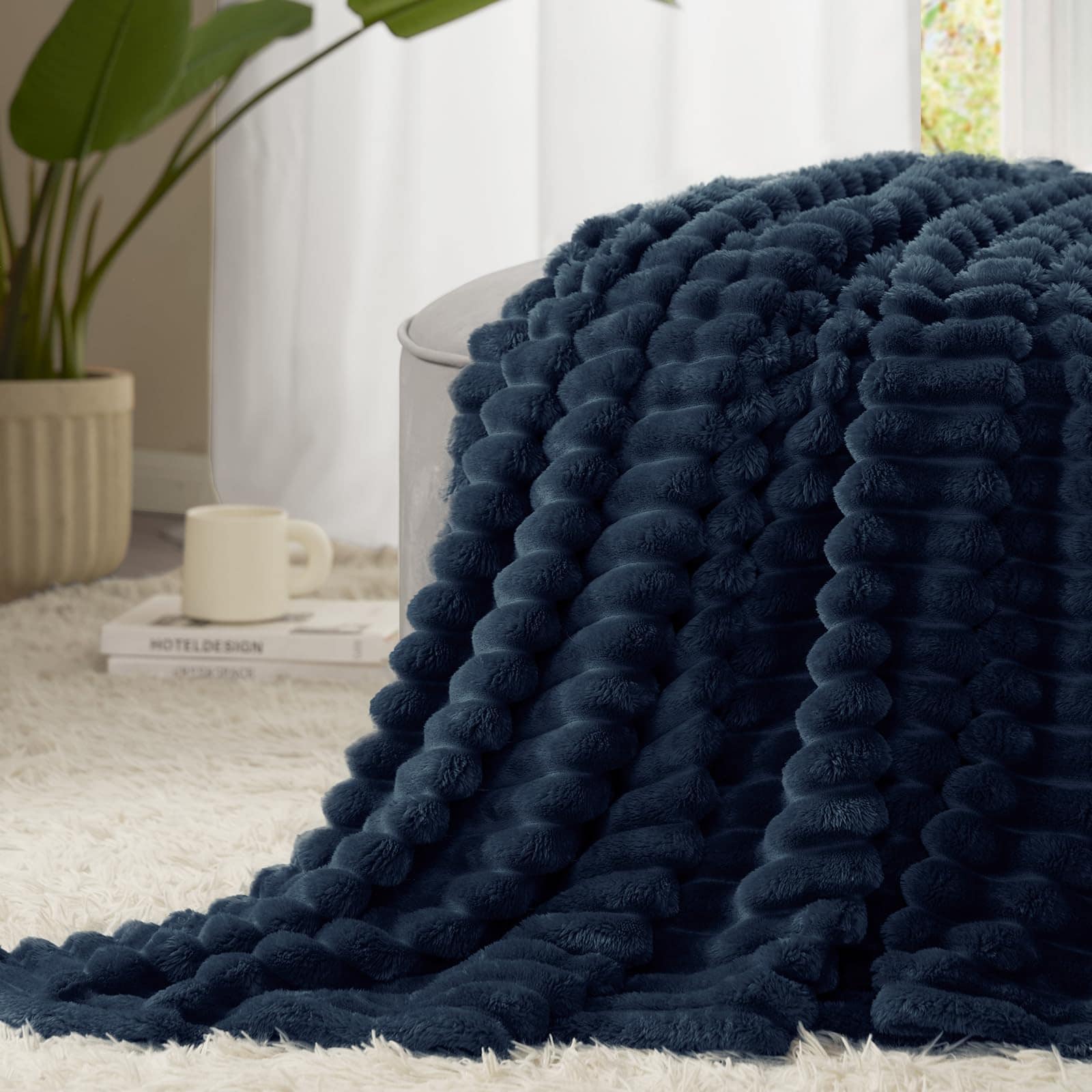 Manta Azul Marino HIMEET para Cama Individual Suave y - Imagen 6