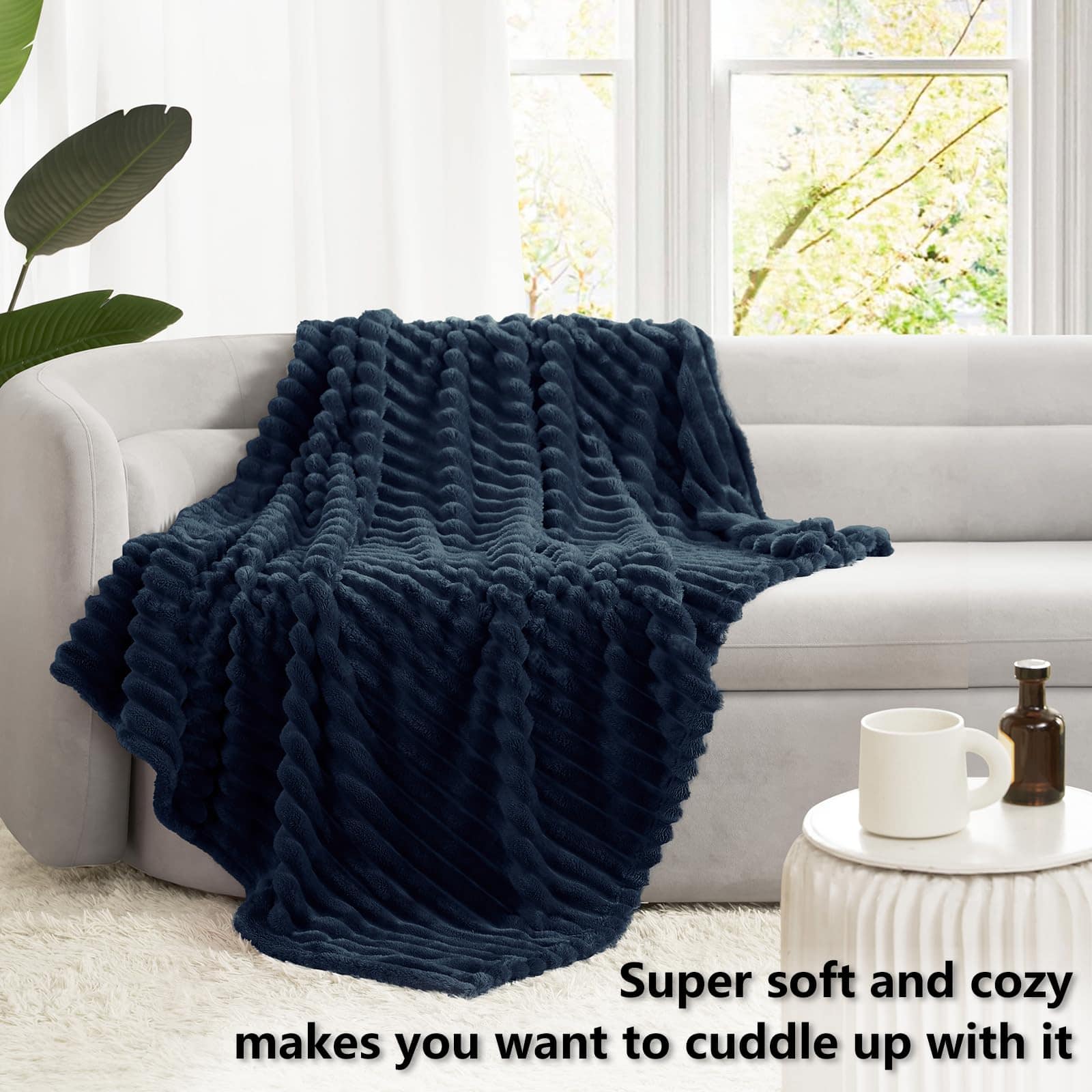 Manta Azul Marino HIMEET para Cama Individual Suave y - Imagen 4