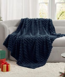 Manta Azul Marino HIMEET para Cama Individual Suave y