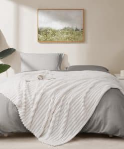 Mantas blancas HIMEET para cama, suaves y acogedoras,