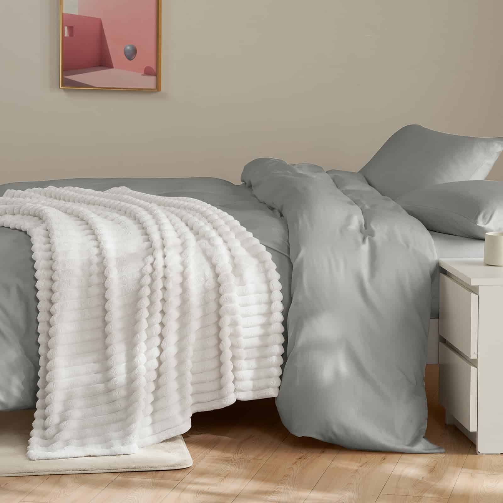 Mantas blancas HIMEET para cama, suaves y acogedoras, - Imagen 3