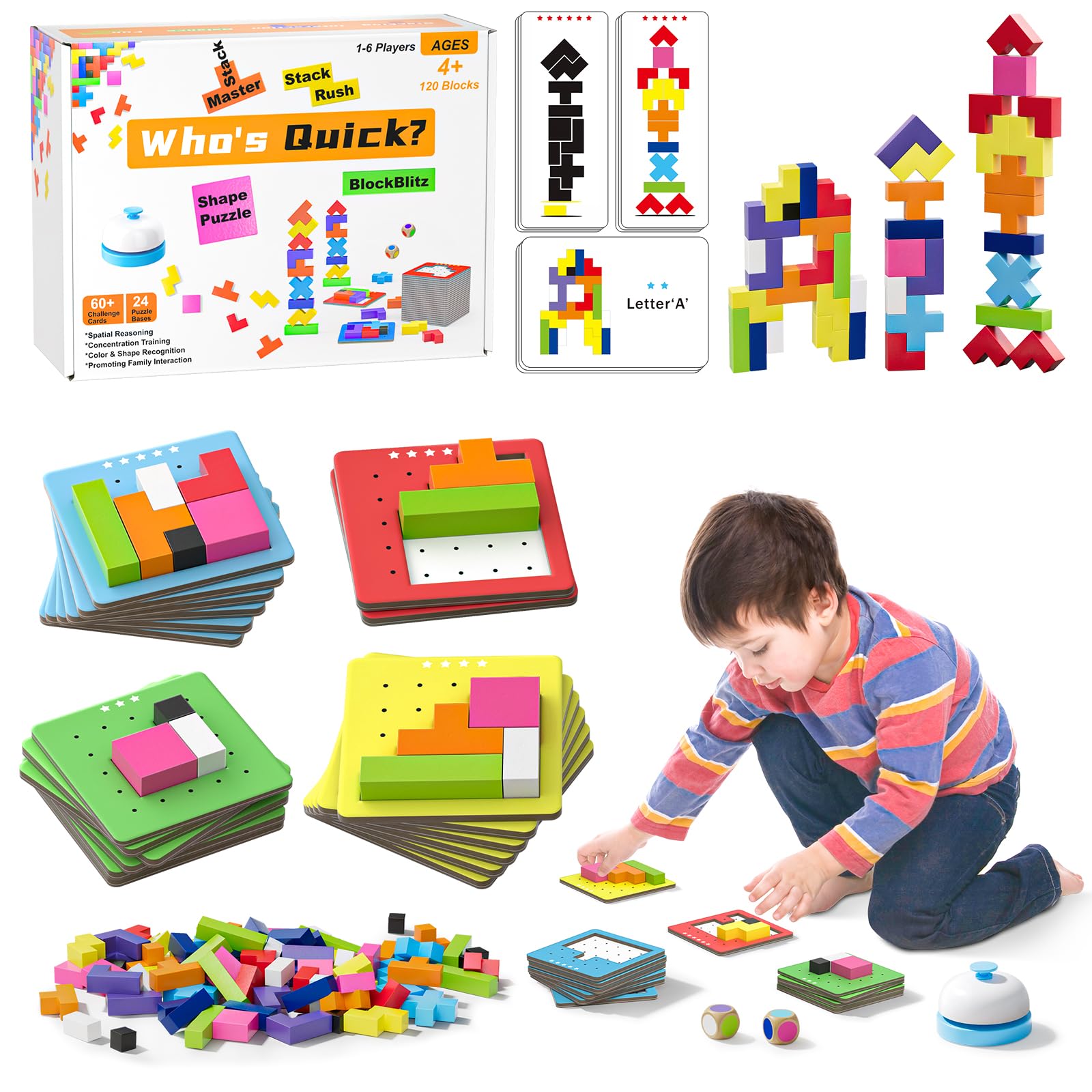 Juego de Mesa Tetris de 120 Piezas, Juguete de Bloques