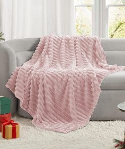 Manta Rosa HIMEET para Cama Individual Diseño de Pliegues