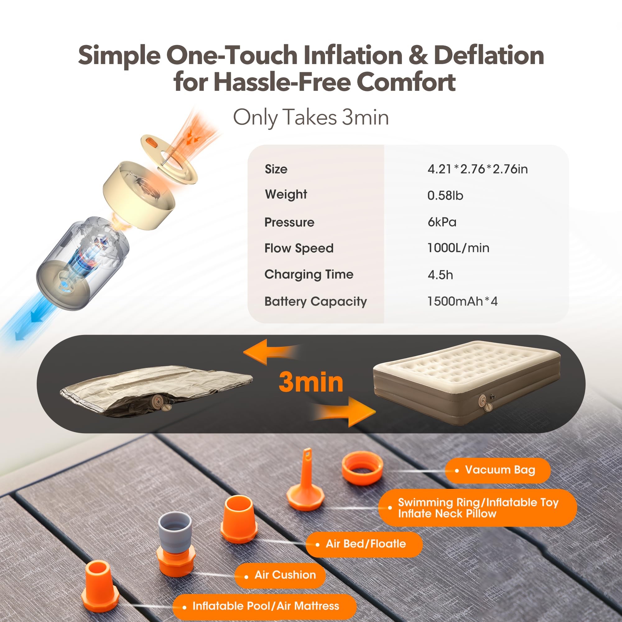 Colchón de Aire de Lujo Aerogogo Queen con Bomba Recargable - Imagen 4