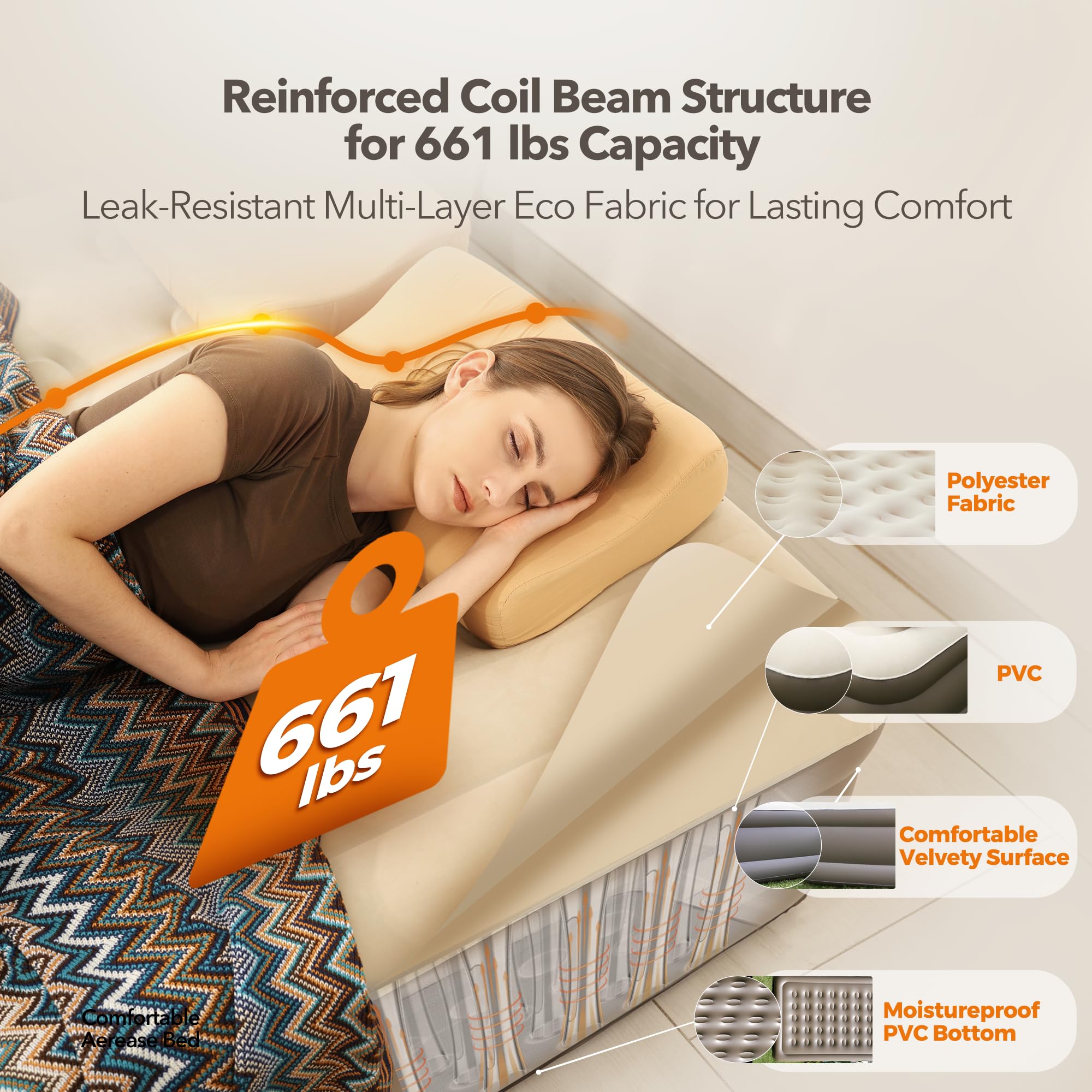 Colchón de Aire de Lujo Aerogogo Queen con Bomba Recargable - Imagen 5