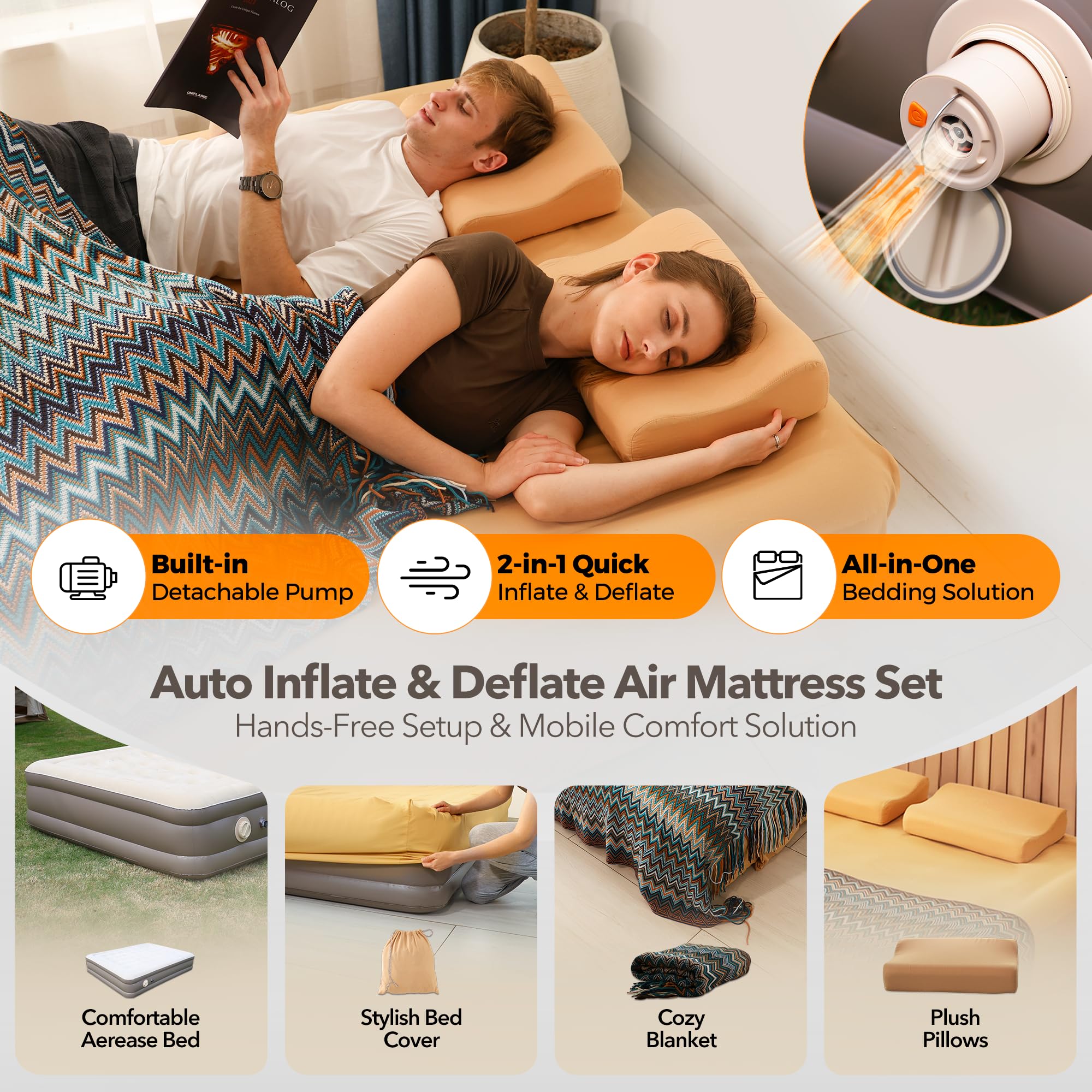 Colchón de Aire de Lujo Aerogogo Queen con Bomba Recargable - Imagen 3