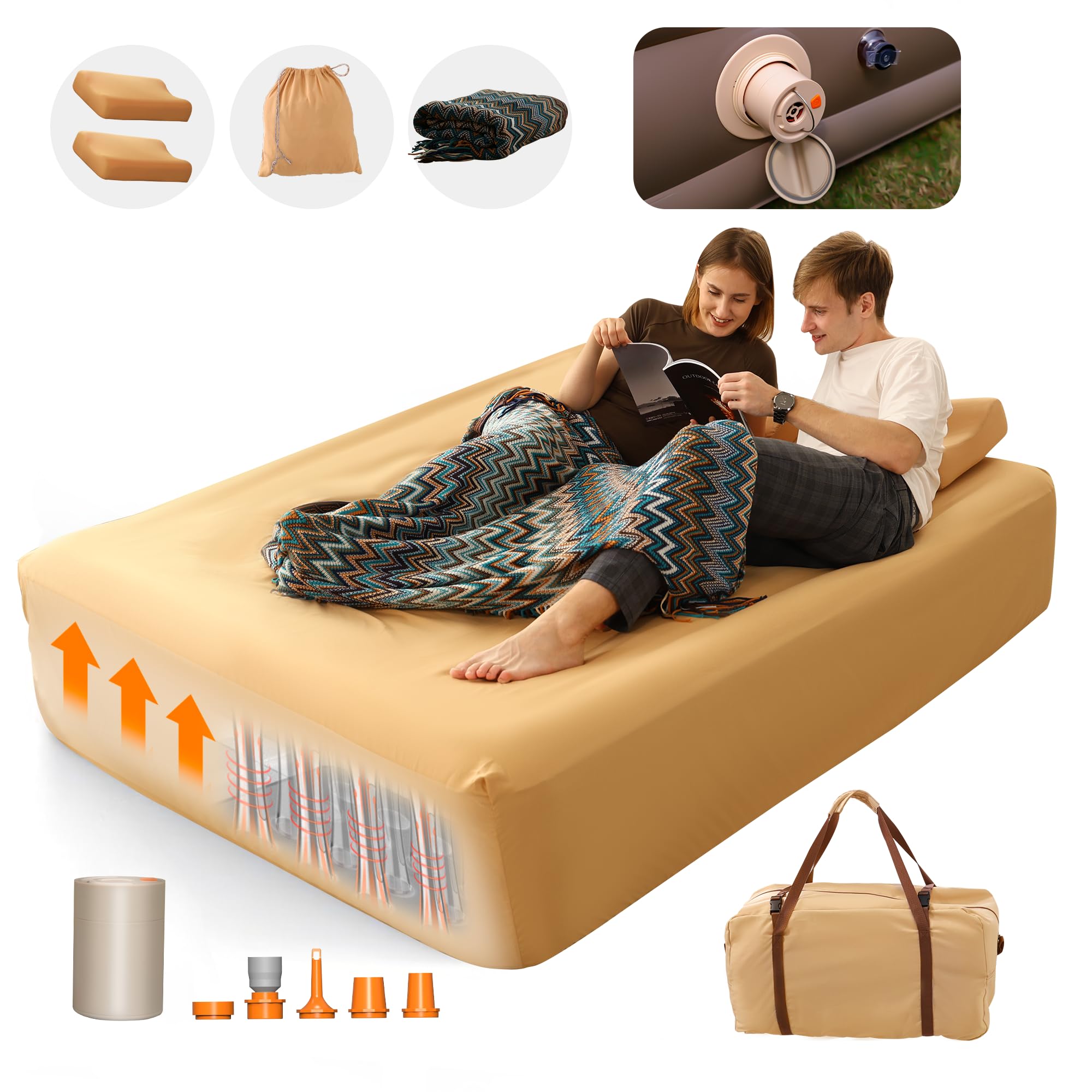 Colchón de Aire de Lujo Aerogogo Queen con Bomba Recargable