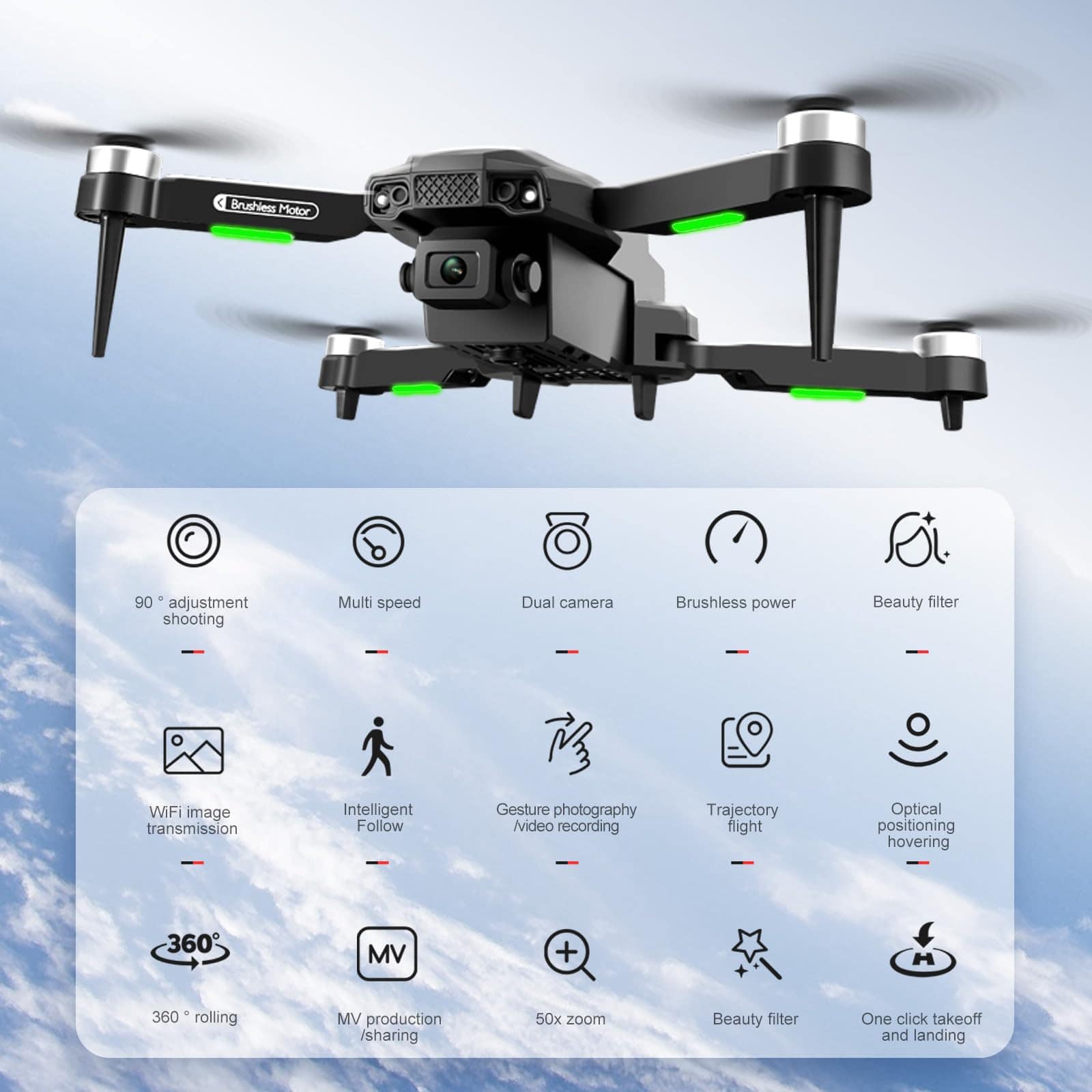 Drones con Cámara para Adultos 4k Cámara Motor sin - Imagen 3