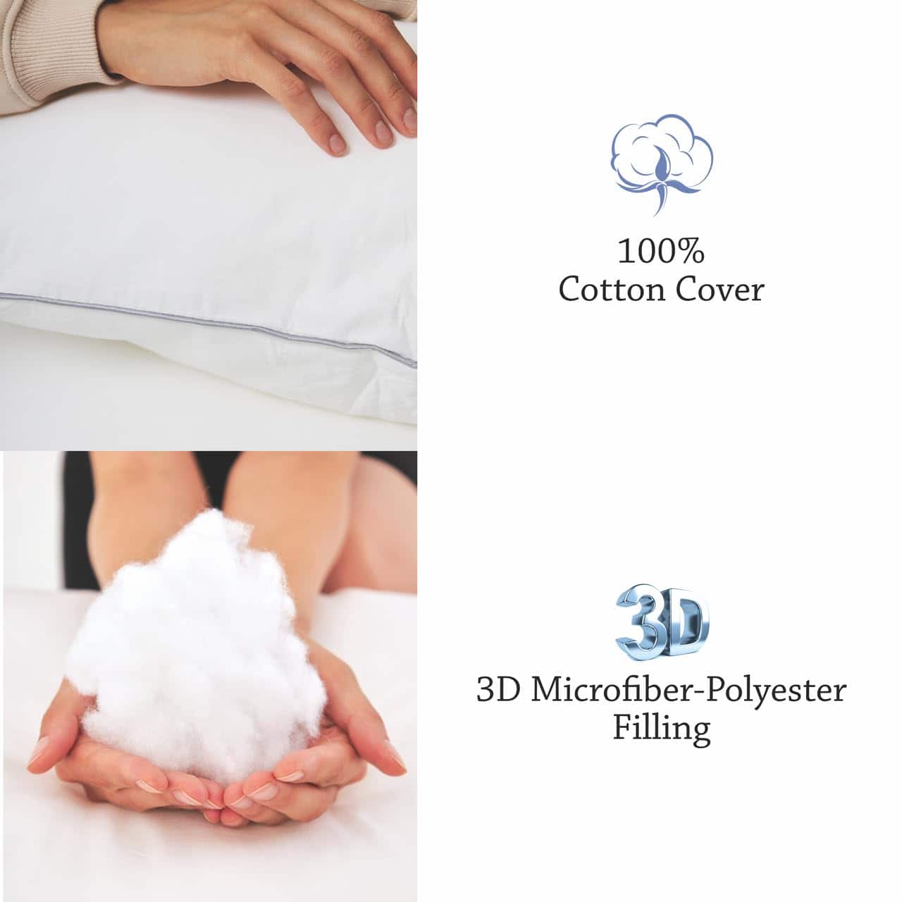 Almohadas para Dormir HALLEY Tamaño Estándar Set de 2 - - Imagen 4