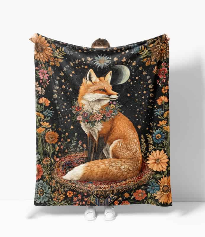 Manta de Zorro Cálido de Felpa, Manta de Zorro de Franela