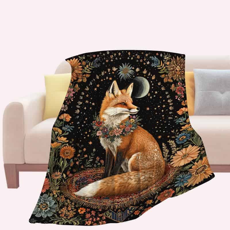 Manta de Zorro Cálido de Felpa, Manta de Zorro de Franela - Imagen 9