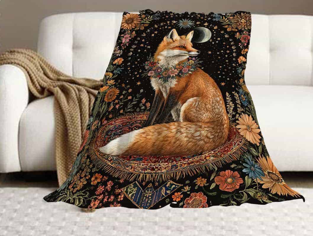 Manta de Zorro Cálido de Felpa, Manta de Zorro de Franela - Imagen 7