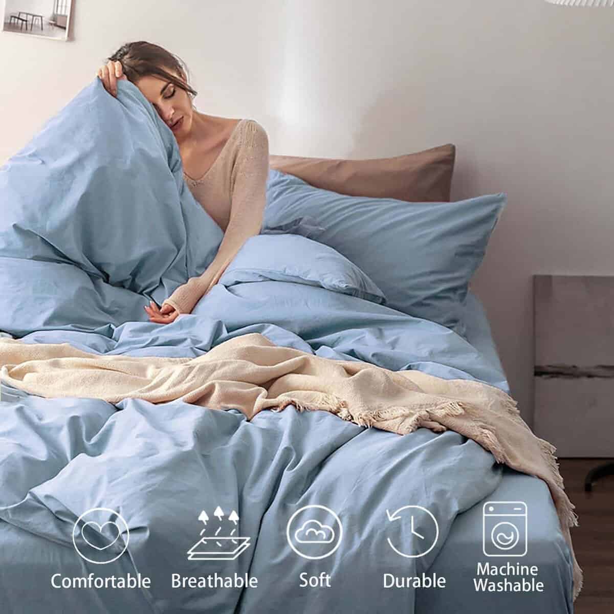 Juego de Ropa de Cama Famanti Marrón 3 Piezas 100% Algodón - Imagen 5