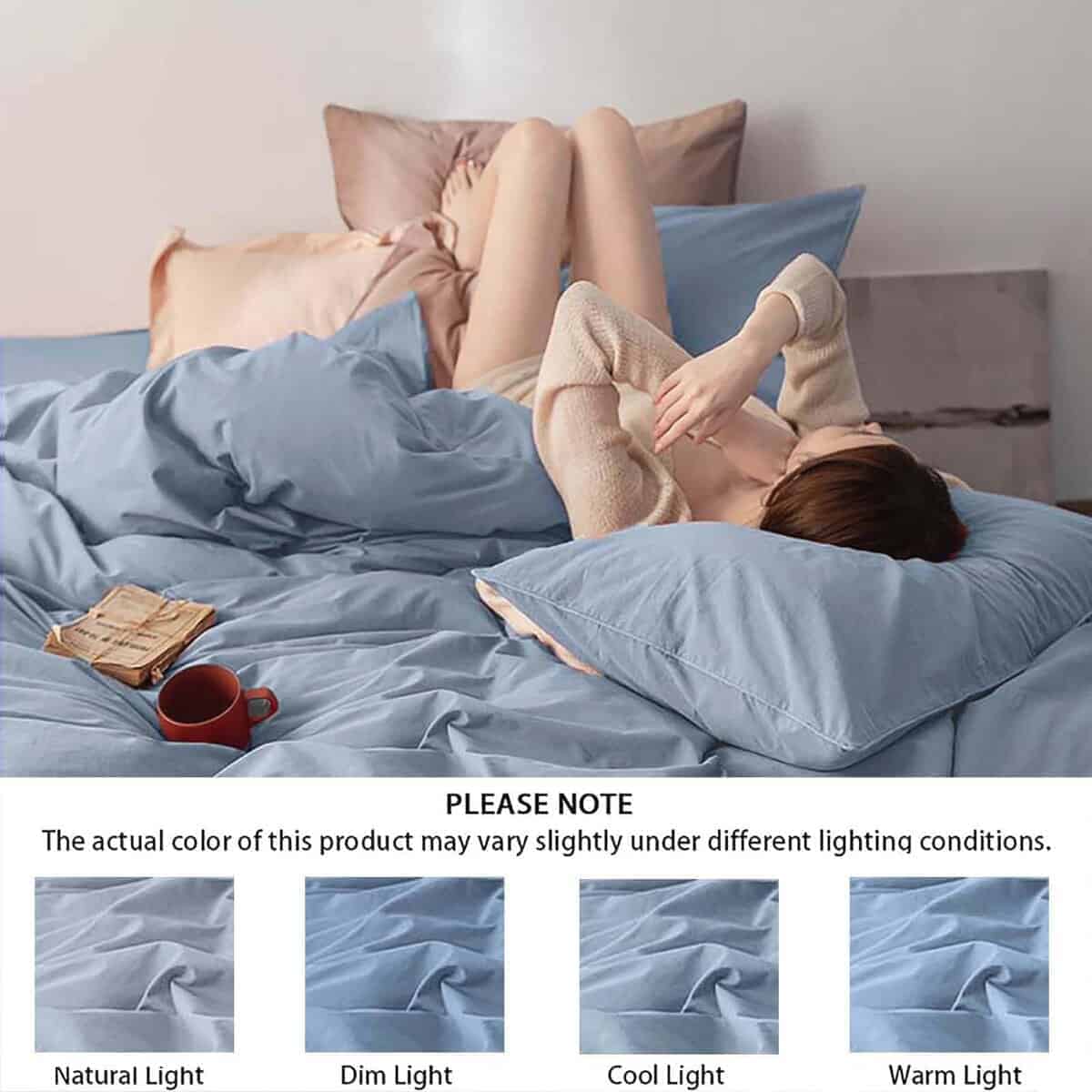 Juego de Ropa de Cama Famanti Marrón 3 Piezas 100% Algodón - Imagen 4