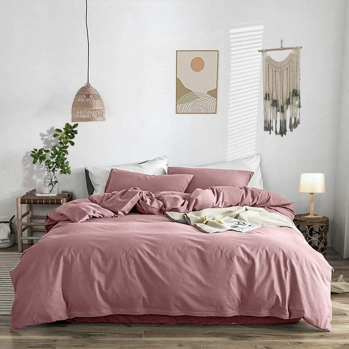 Juego de Funda de Edredón Famanti Brown de 3 -Rosa