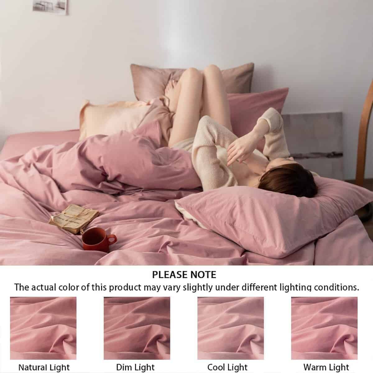 Juego de Funda de Edredón Famanti Brown de 3 -Rosa - Imagen 4