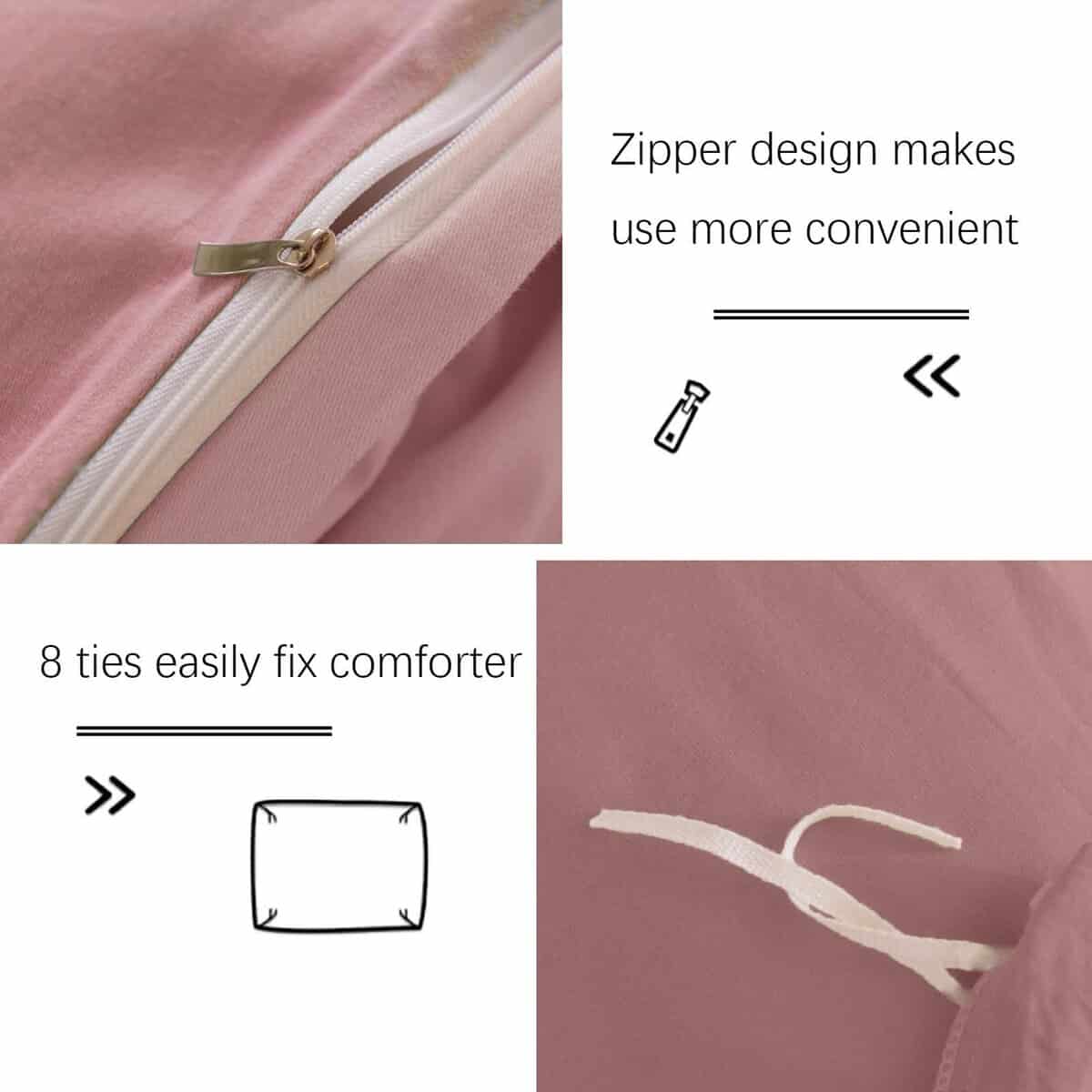 Juego de Funda de Edredón Famanti Brown de 3 -Rosa - Imagen 7