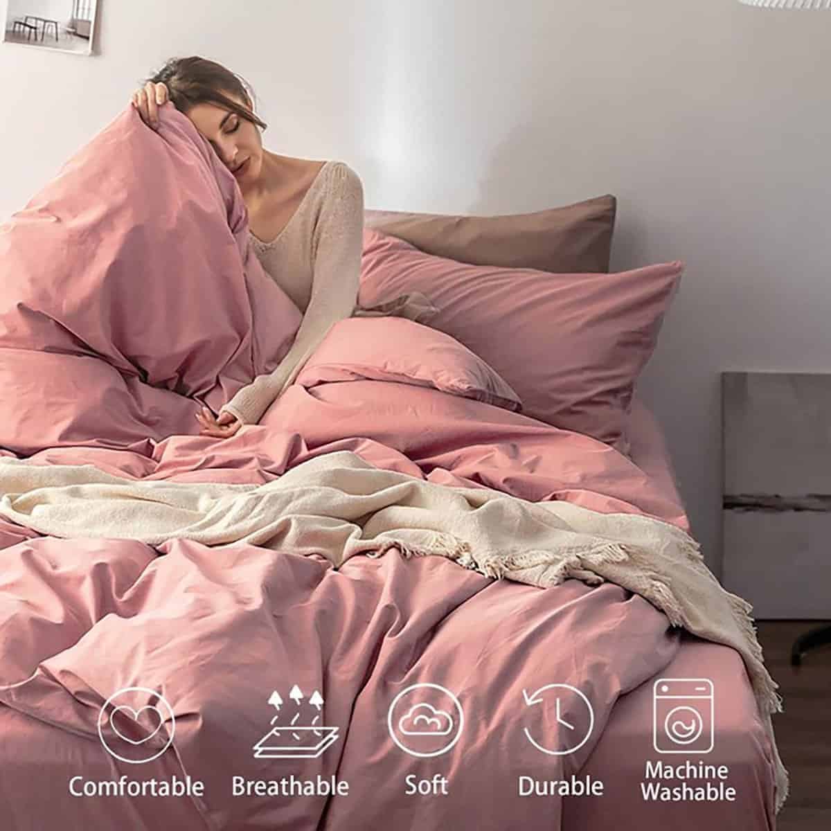 Juego de Funda de Edredón Famanti Brown de 3 -Rosa - Imagen 5