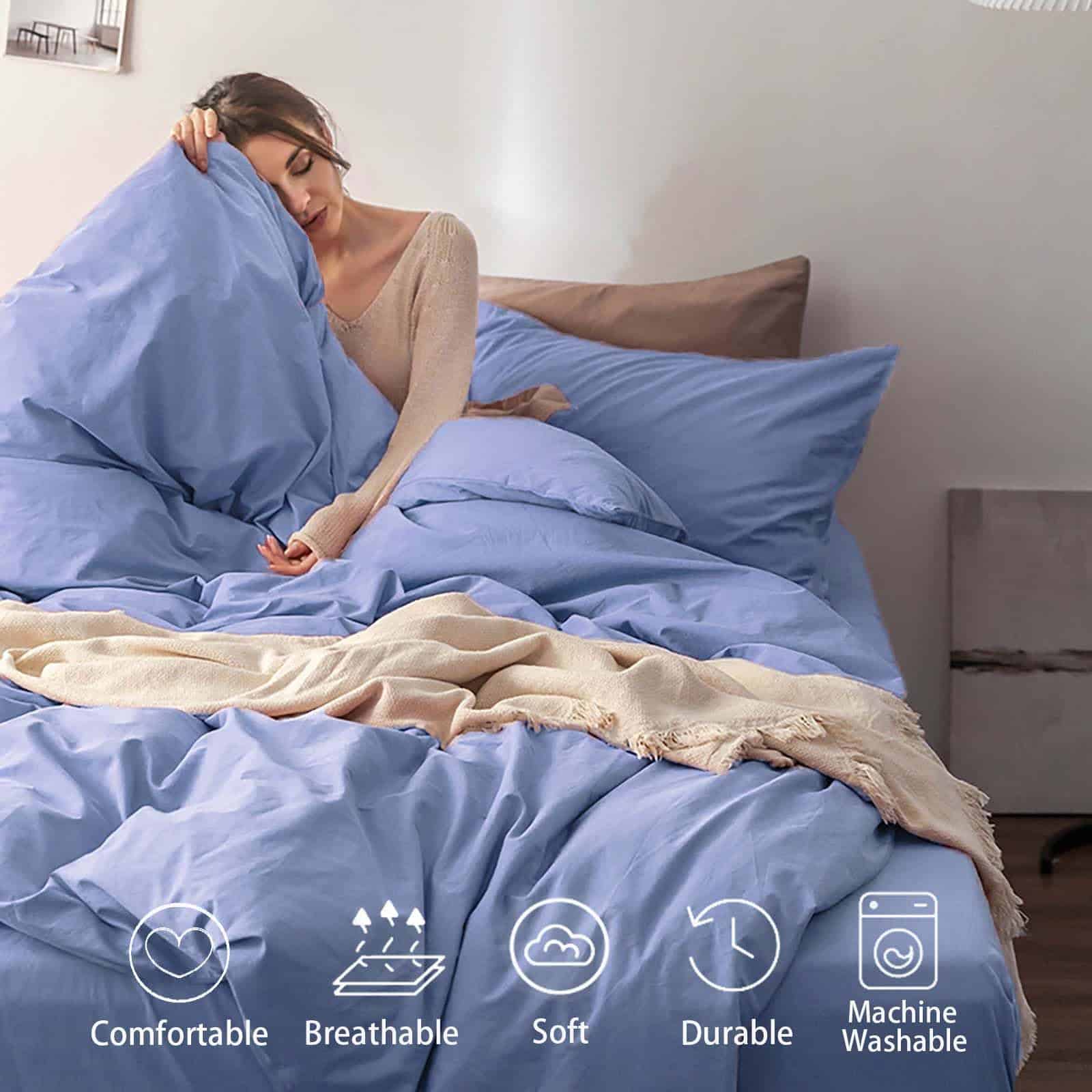 Set de Ropa de Cama Famanti Brown 3 Piezas 100% Algodón con - Imagen 5