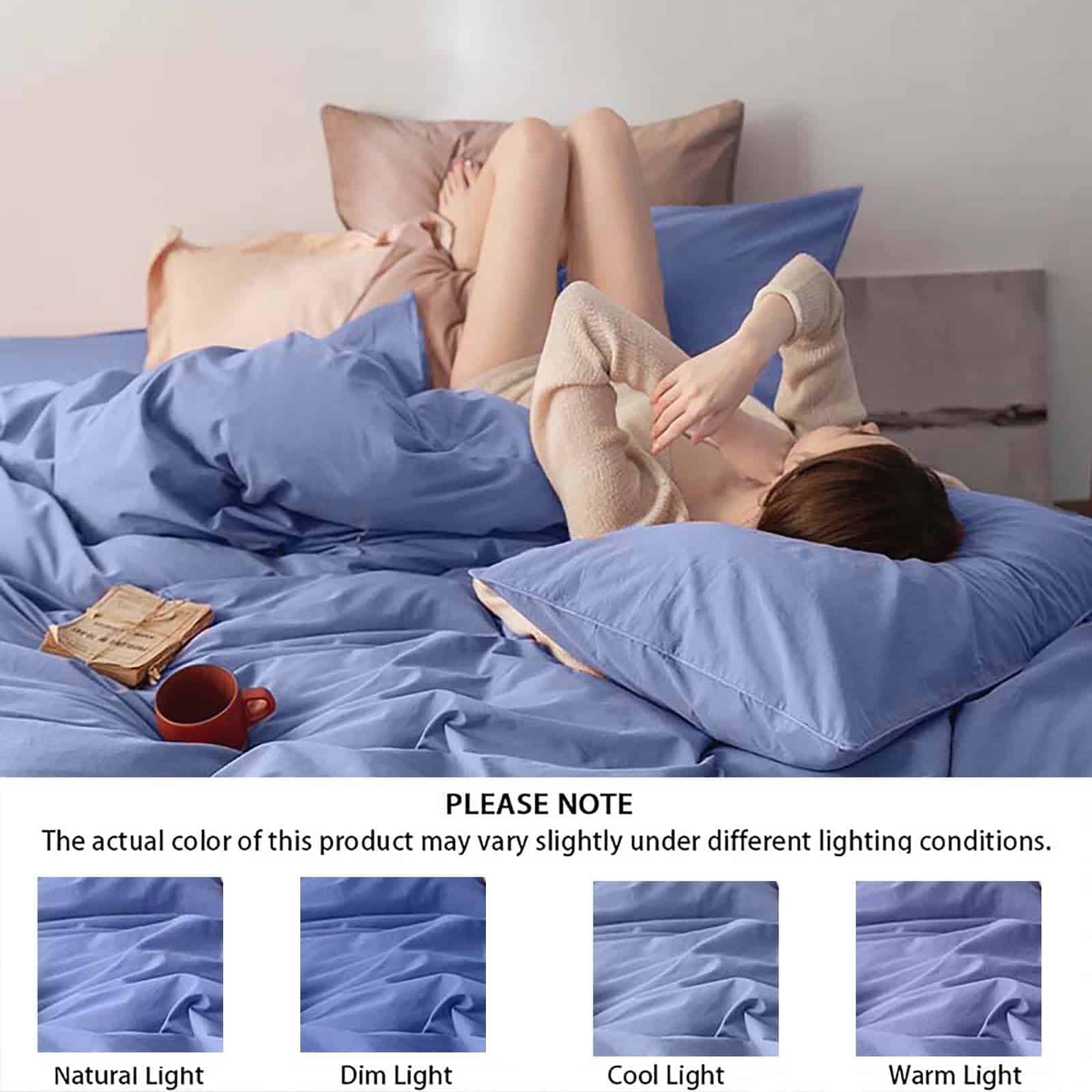 Set de Ropa de Cama Famanti Brown 3 Piezas 100% Algodón con - Imagen 4