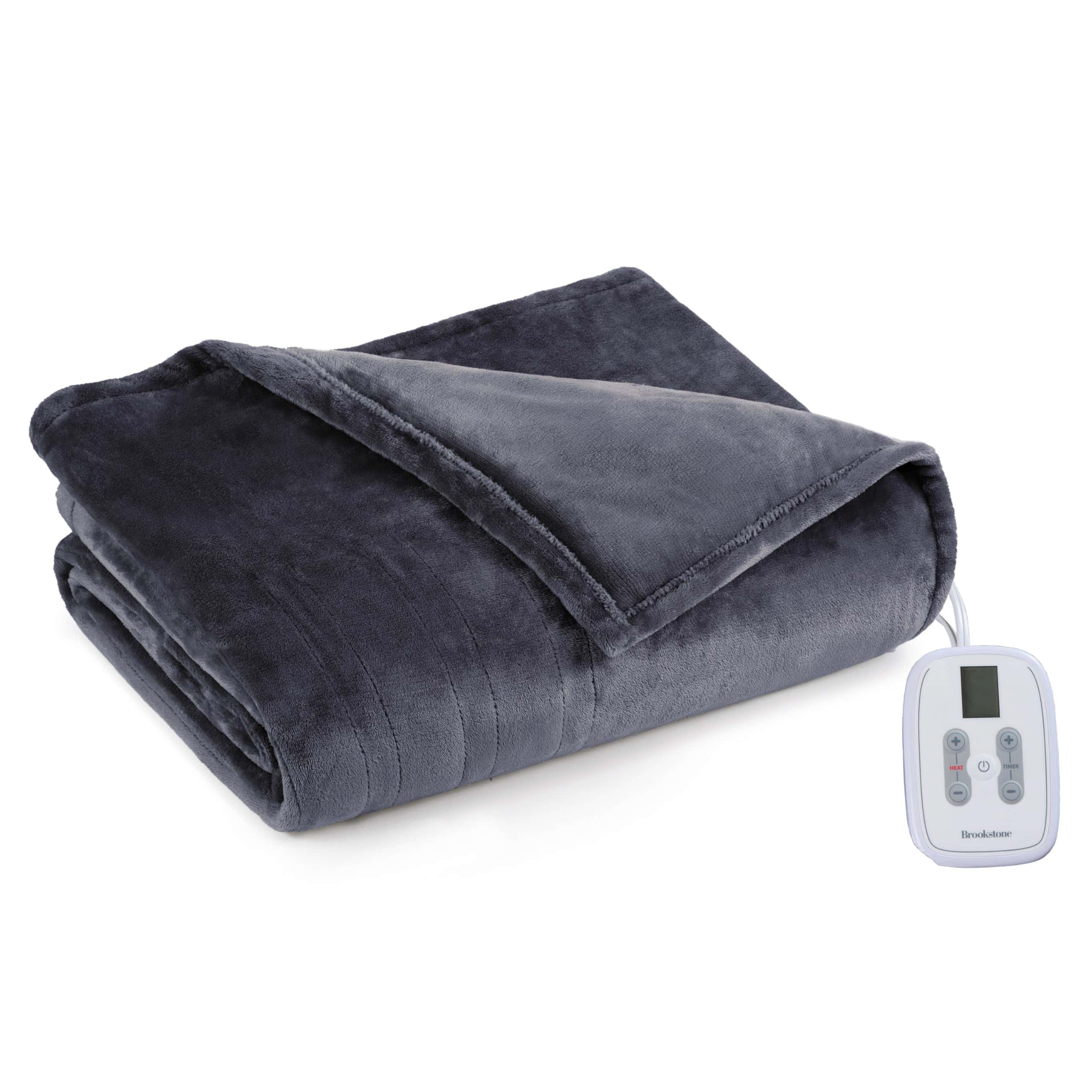 Manta eléctrica de felpa calentada Brookstone con 10