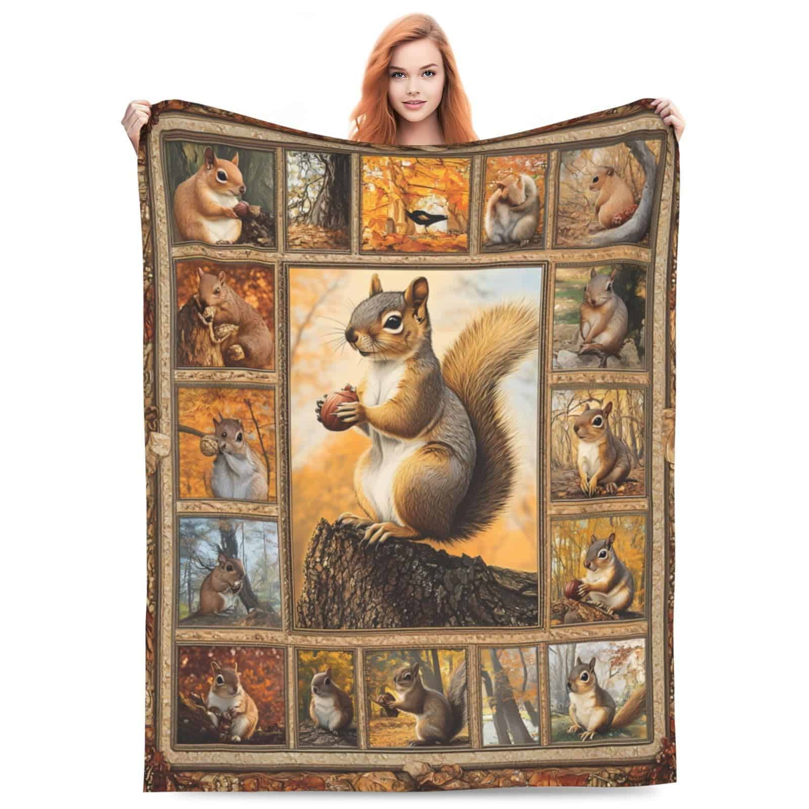 Manta de Squirrel Suave, Cómoda, Acogedora y Caliente de