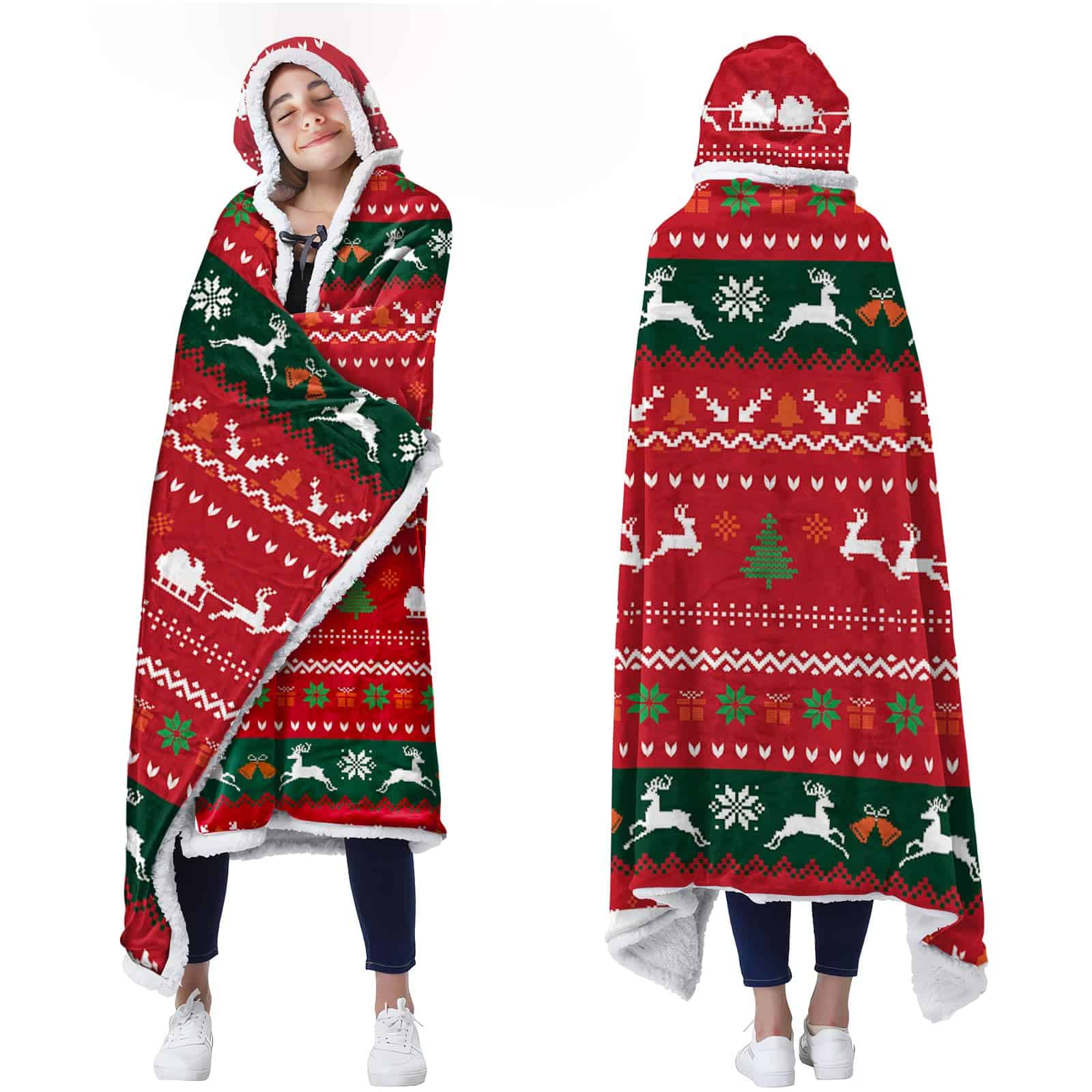 Mantas Poncho Bestshop - Manta Roja de Franela y Sherpa