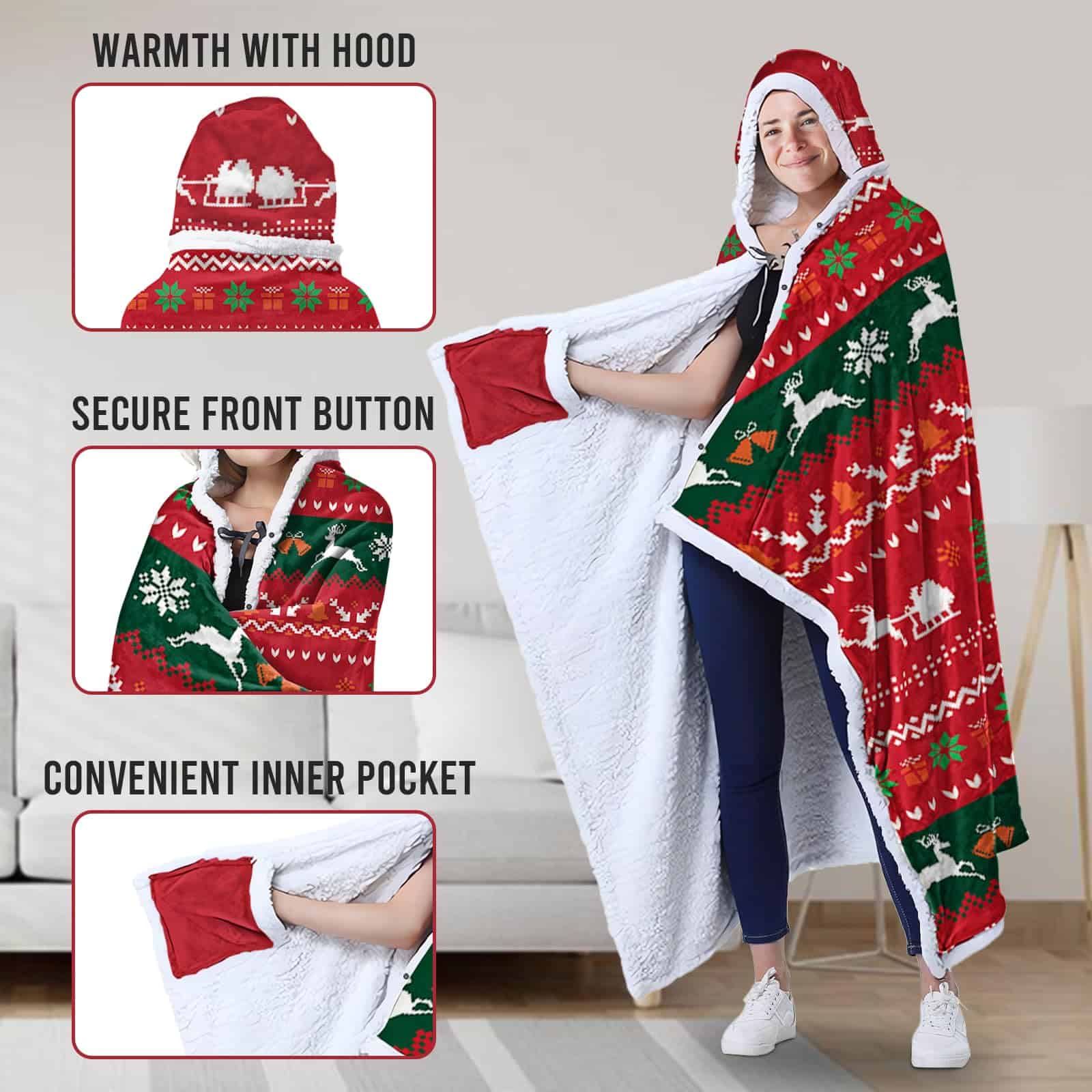 Mantas Poncho Bestshop - Manta Roja de Franela y Sherpa - Imagen 4
