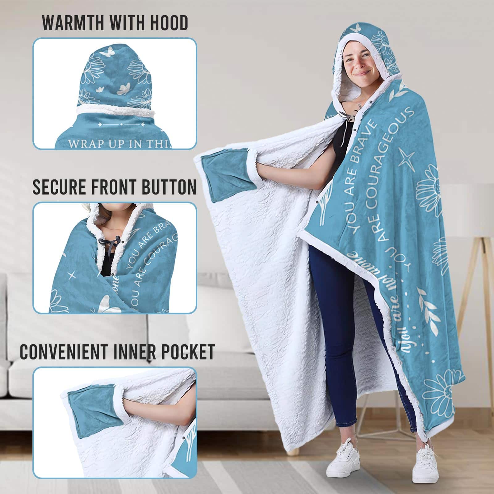 Regalos abrazantes para mujeres- Manta envolvente portátil - Imagen 4