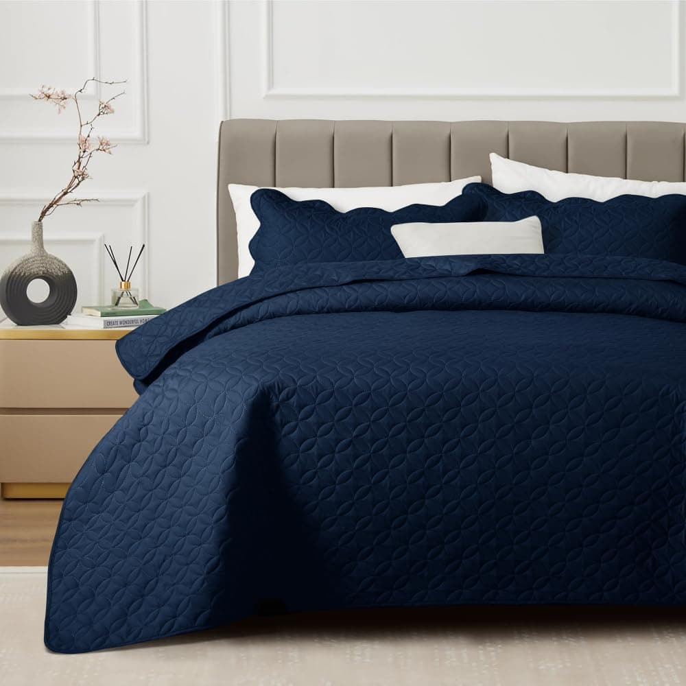 Juego de Ropa de Cama Edredón Tamaño King Azul Marino -