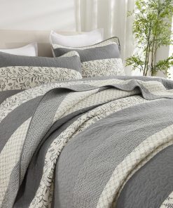 Juego de Edredón de Algodón 100% VatinHK Tamaño King - Gris