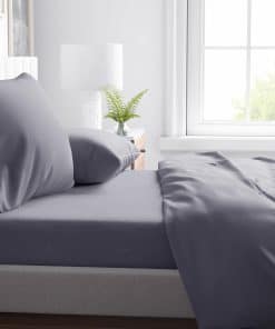 Juego de sábanas de franela para cama individual color gris