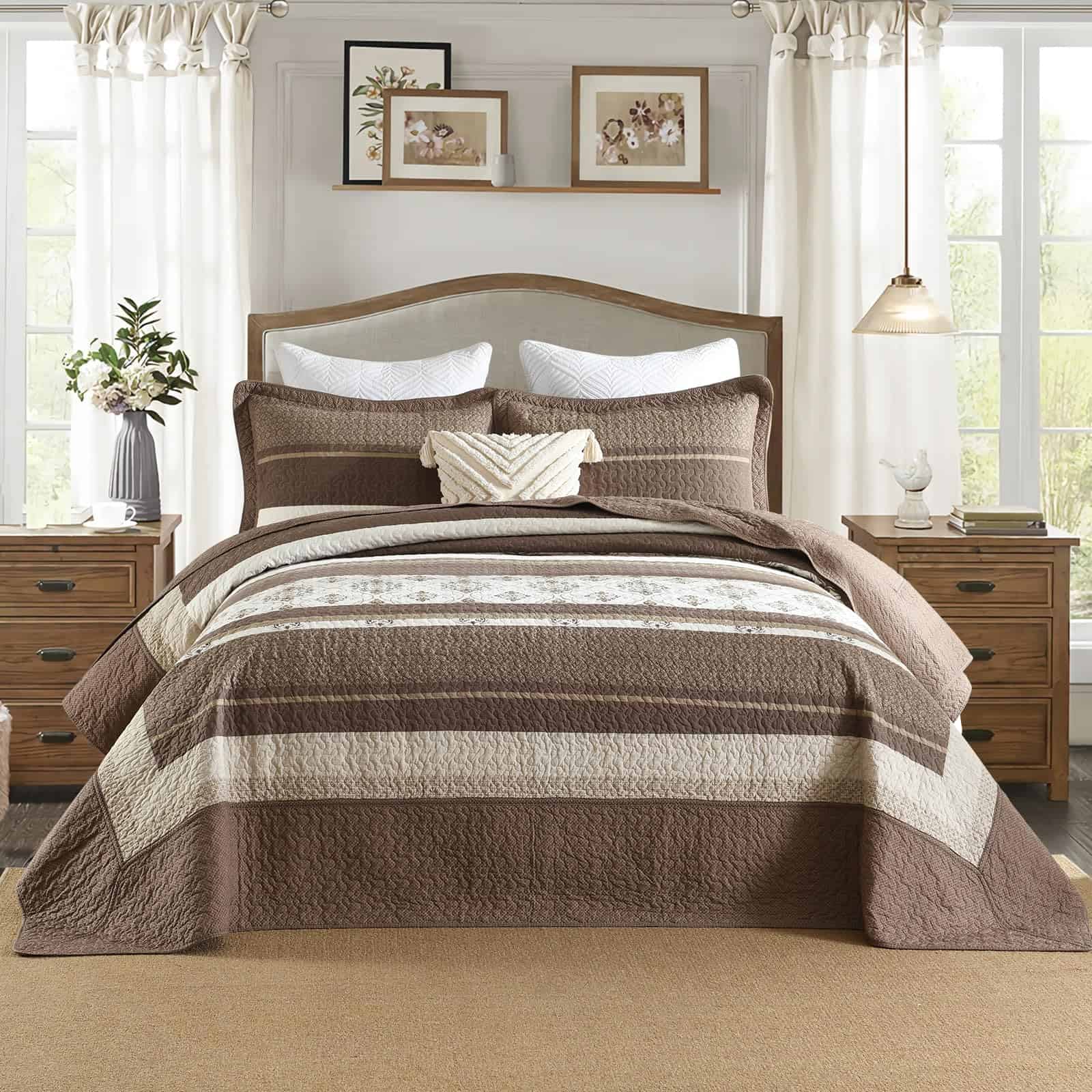 Colcha de cama de algodón 100% tamaño Queen extragrande -