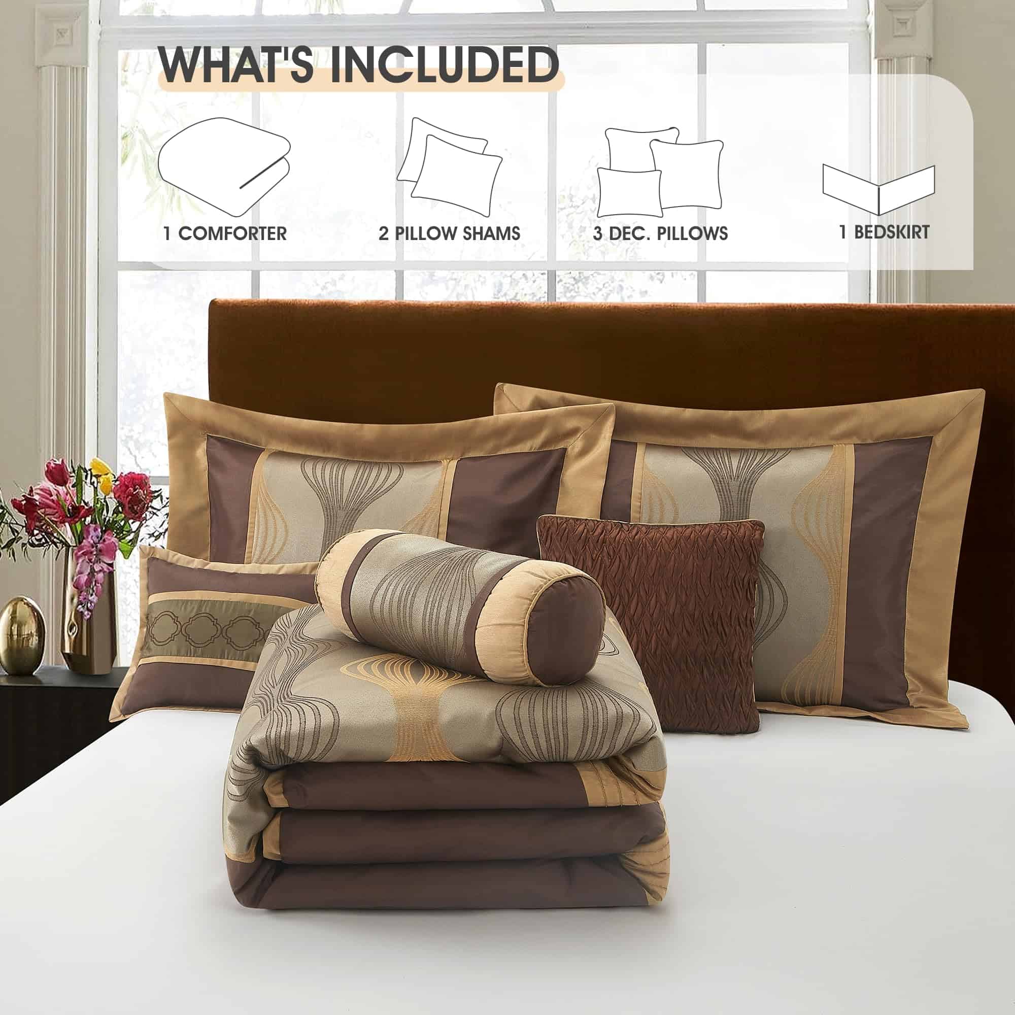 Juego de Colcha Queen LANCO MODERN LIFESTYLE, Marrón, 7 - Imagen 6