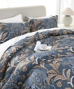 Juego de Edredón Bedduvit Navy Damask Queen - Juego de Cama