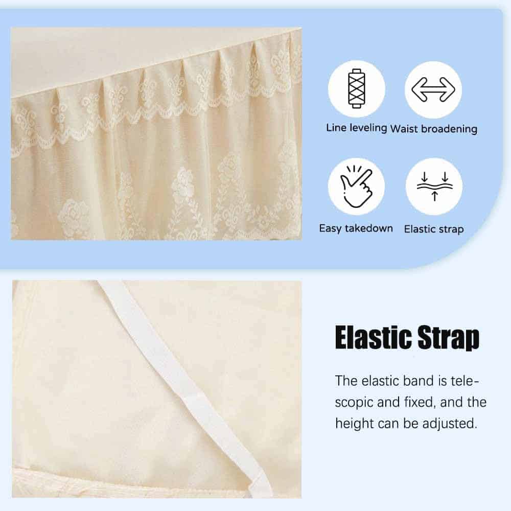 Faldón de Cama de Encaje Doble para Cama King - 17in. de - Imagen 7