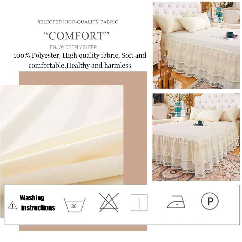 Faldón de Cama de Encaje Doble para Cama King - 17in. de - Imagen 5