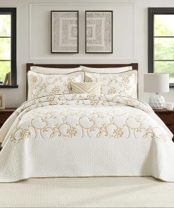 Colcha 100% algodón California King Size - 120"x120" Crema