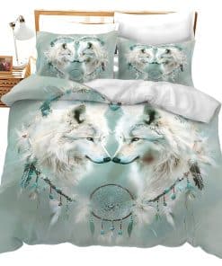 Juego de Ropa de Cama Lobo Conjunto de Edredón Tribal Lobo