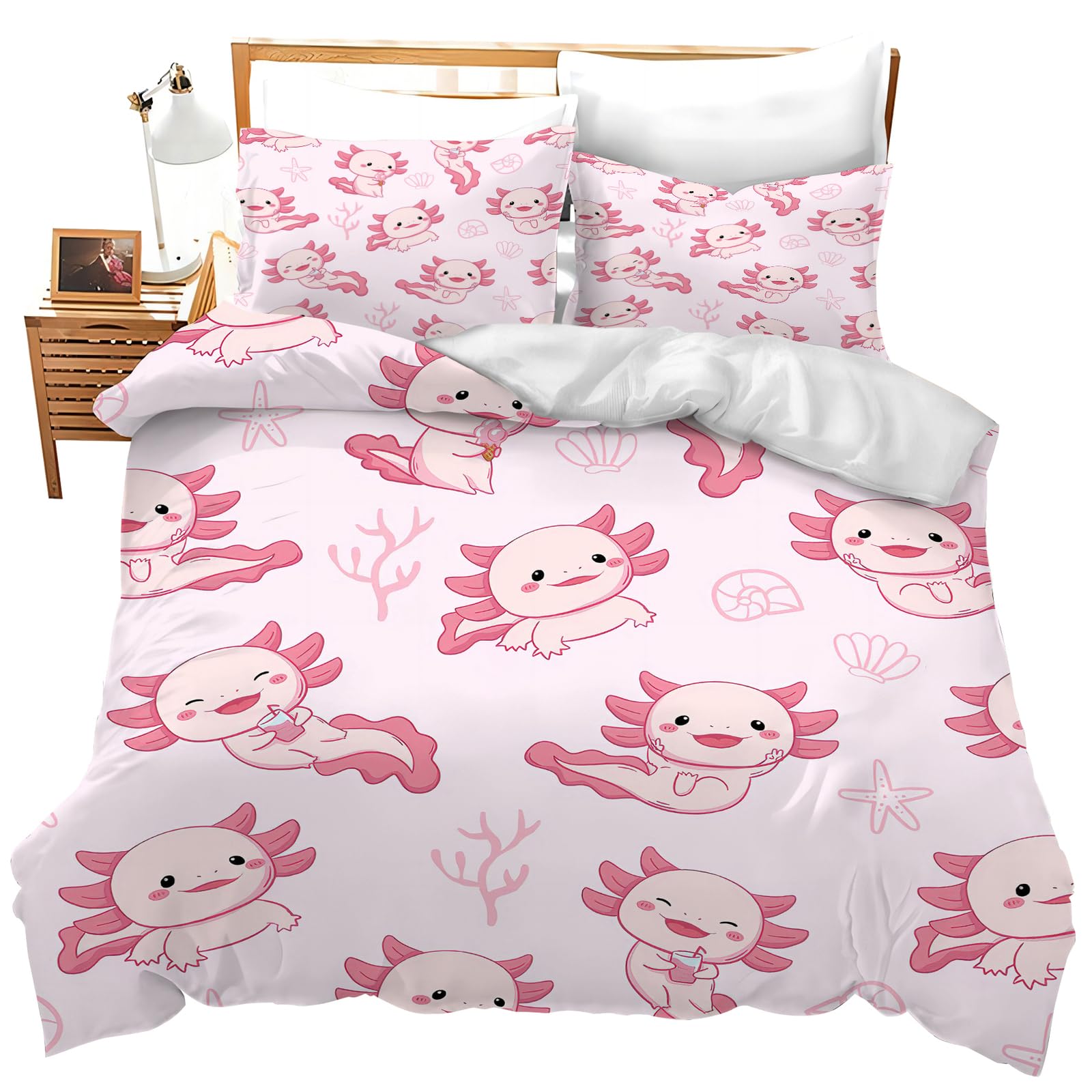 Set de Ropa de Cama de Axolote Rosa Juego de Confort