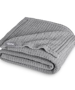 Manta de Gofre Color Gris Claro de Bare Home, Tamaño Throw