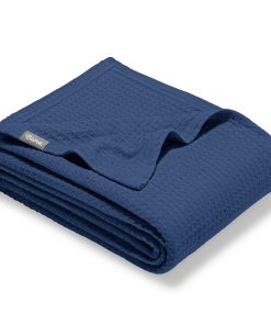 Manta de Gofre Azul Oscuro Bare Home, Twin/Twin XL 66Wx90L,