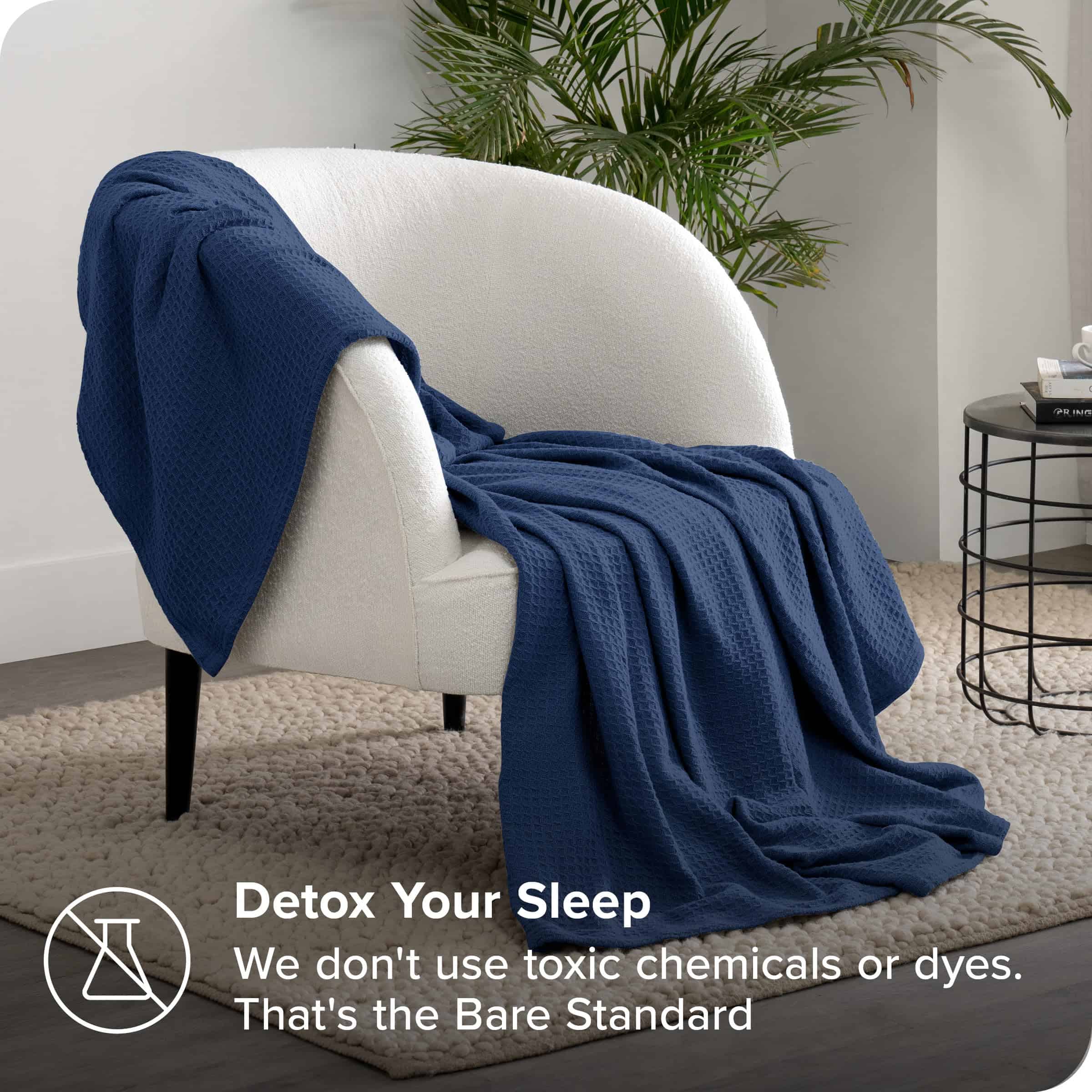 Manta de Gofre Azul Oscuro Bare Home, Twin/Twin XL 66Wx90L, - Imagen 6