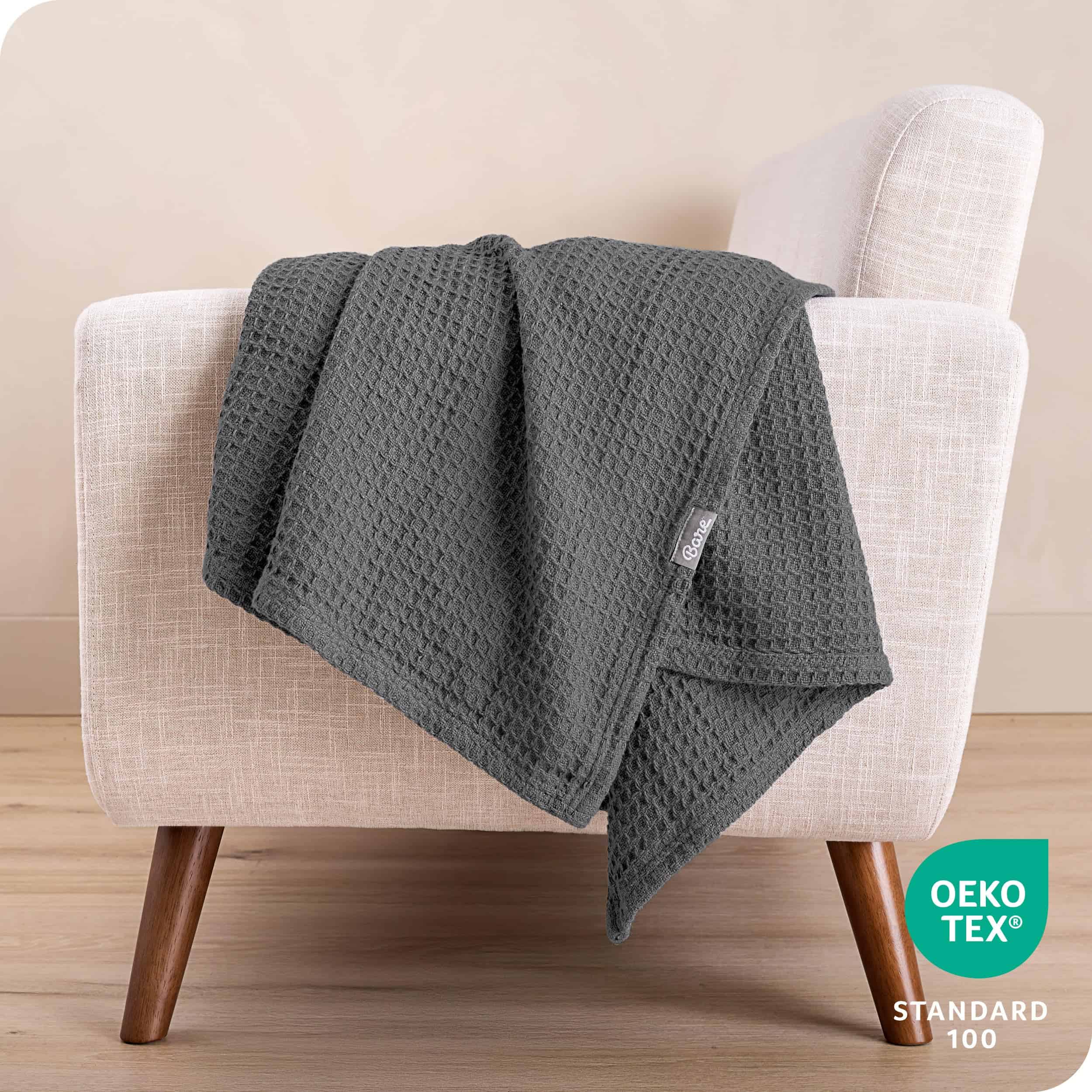 Manta de Algodón Gris Bare Home, Tamaño Throw 44Wx66L, 100% - Imagen 7