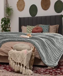 Manta de Lana Gruesa Gris Claro, 30" x 40" Manta de Punto