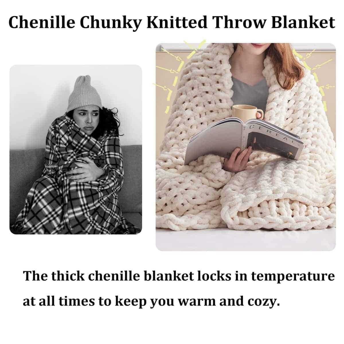 Manta de Lana Verde, 30" x 40" Manta Gruesa de Punto, Manta - Imagen 7