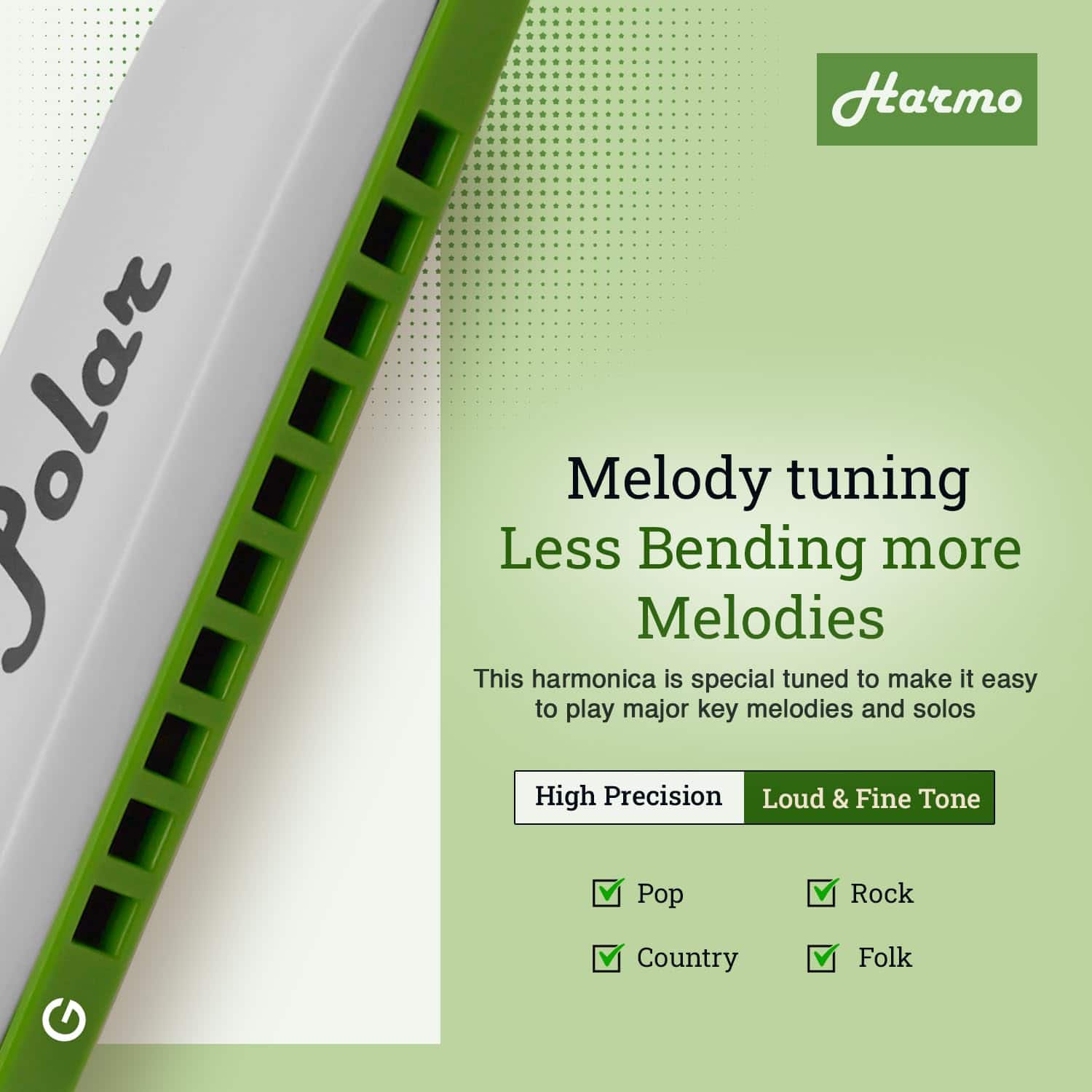 Armonica Diatónica Melódica Polar Afinada en G - Afinación - Imagen 5