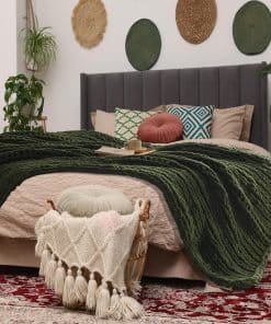 Manta de Lana Verde, 30" x 40" Manta Gruesa de Punto, Manta