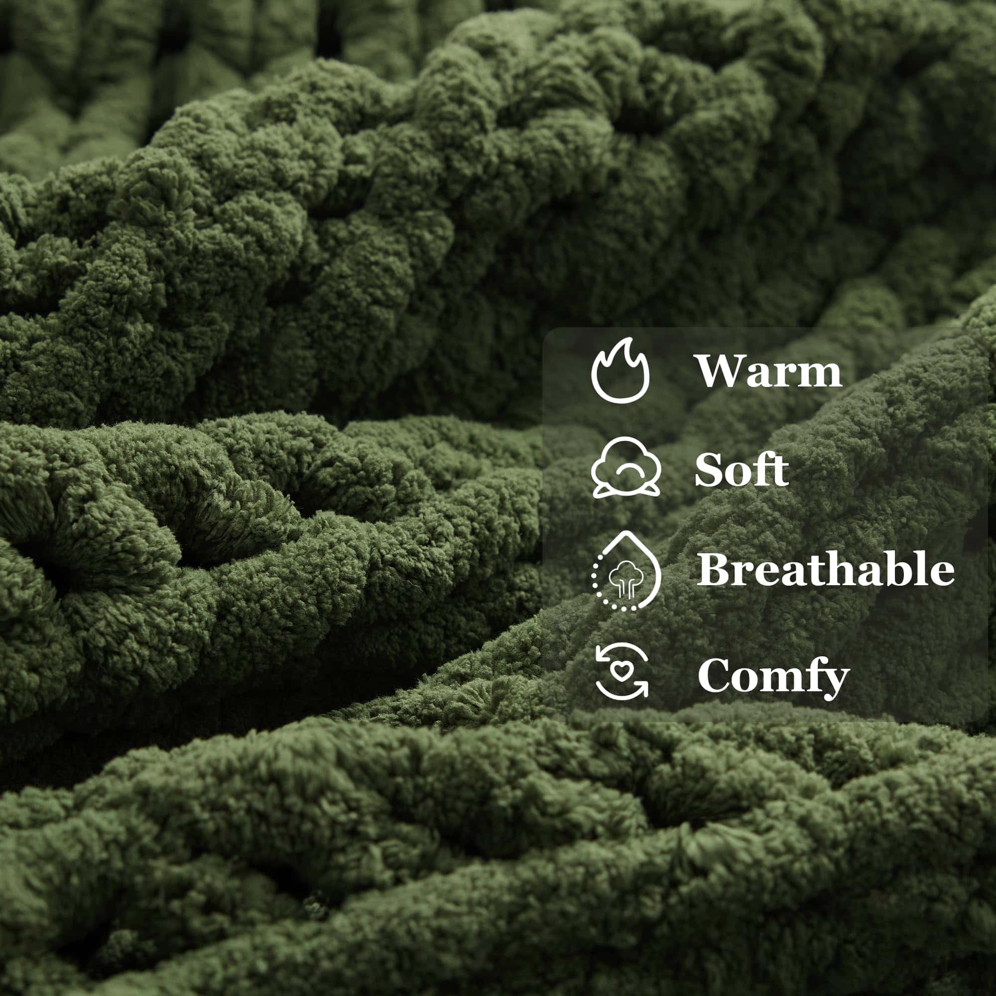 Manta de Lana Verde, 30" x 40" Manta Gruesa de Punto, Manta - Imagen 4