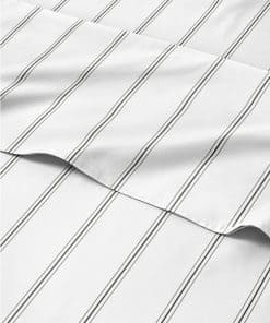 Juego de sábanas a rayas negras de 4 piezas para cama